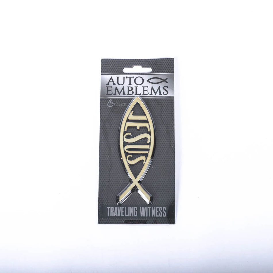 AUTO EMBLEM JESUS FISH GOLD PK6