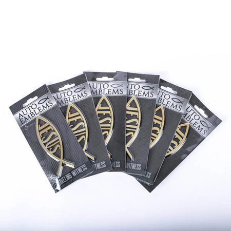 AUTO EMBLEM JESUS FISH GOLD PK6