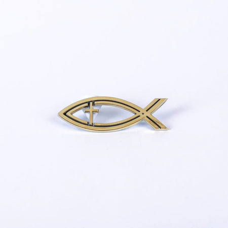 AUTO EMBLEM FISH CROSS GOLD PK6