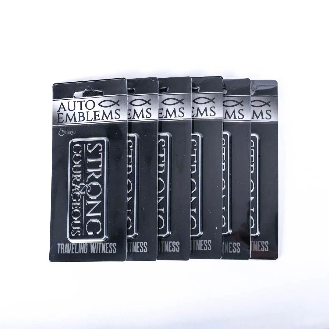 AUTO EMBLEM STRONG & COURAGEOUS SILVER PK6