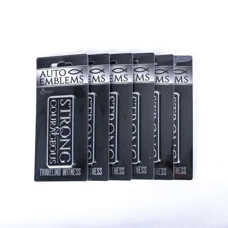 AUTO EMBLEM STRONG & COURAGEOUS SILVER PK6