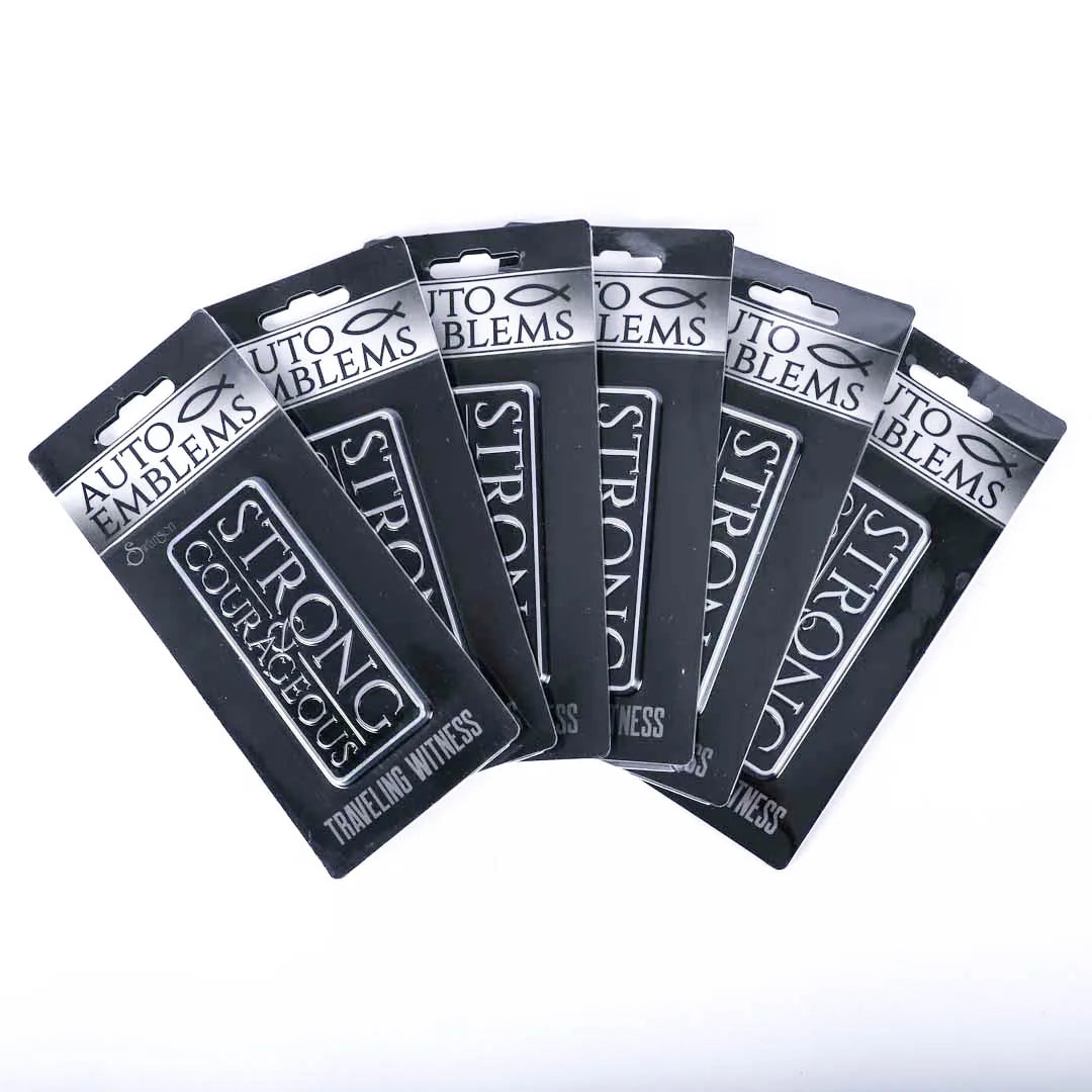 AUTO EMBLEM STRONG & COURAGEOUS SILVER PK6