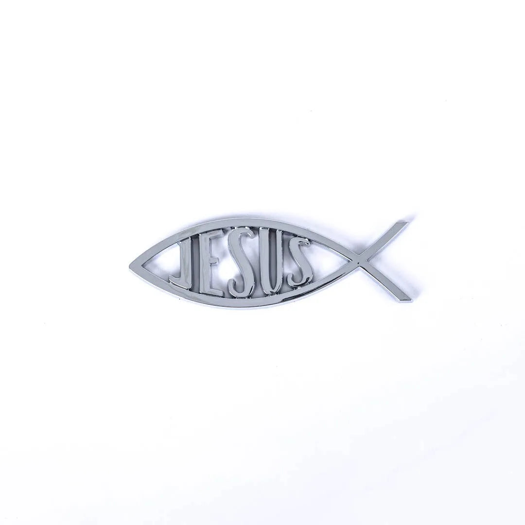 AUTO EMBLEM JESUS FISH SILVER PK6