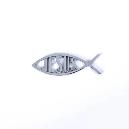 AUTO EMBLEM JESUS FISH SILVER PK6