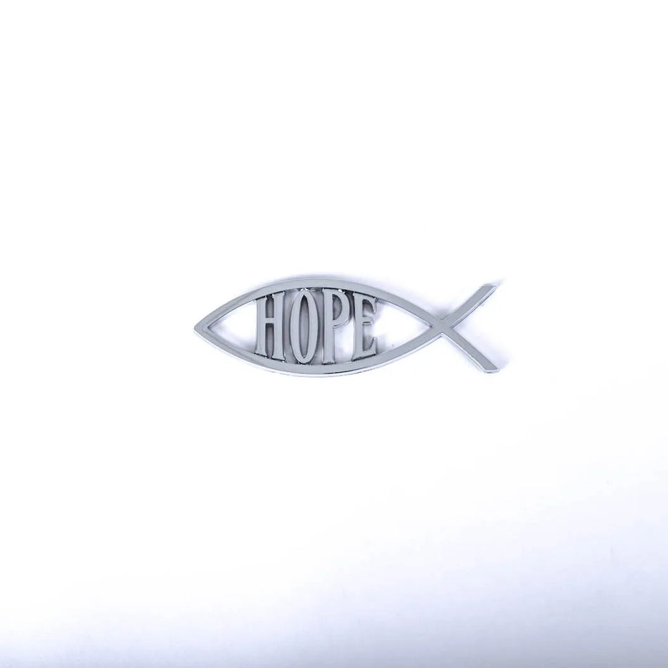 AUTO EMBLEM HOPE FISH SILVER PK6