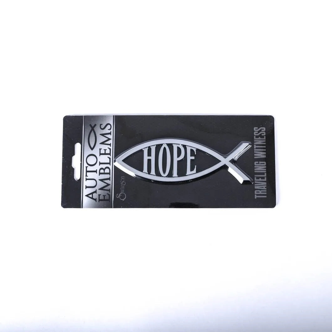 AUTO EMBLEM HOPE FISH SILVER PK6