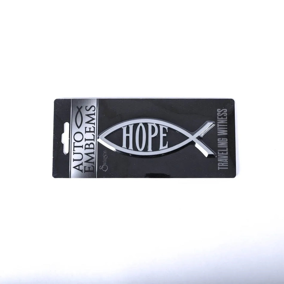 AUTO EMBLEM HOPE FISH SILVER PK6