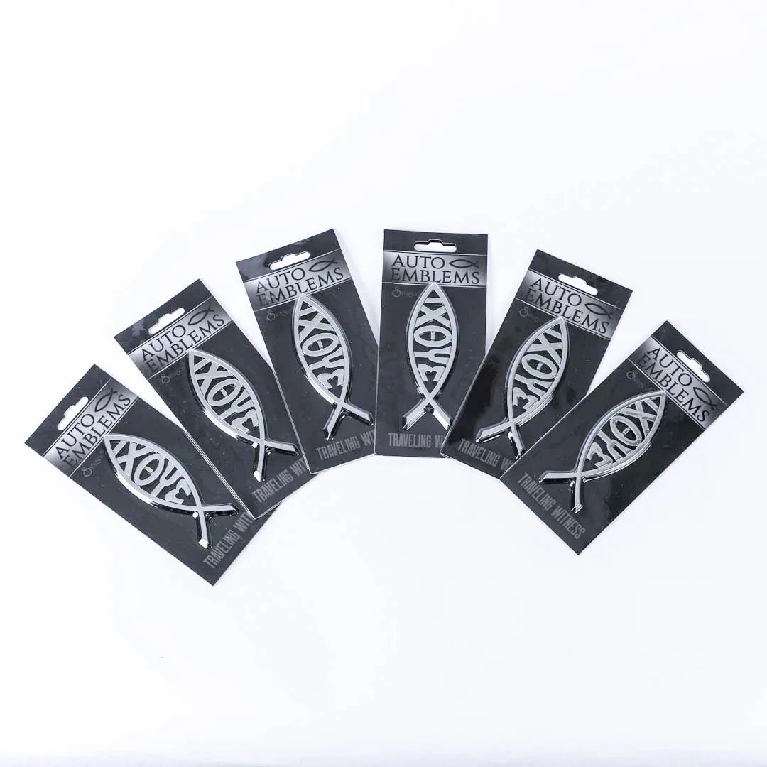 AUTO EMBLEM IXOYE FISH SILVER PK6