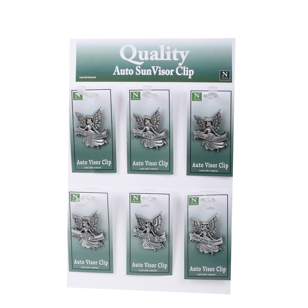 VISOR CLIPS ANGELS DRIVE CAREFULLY DISPLAY PK24