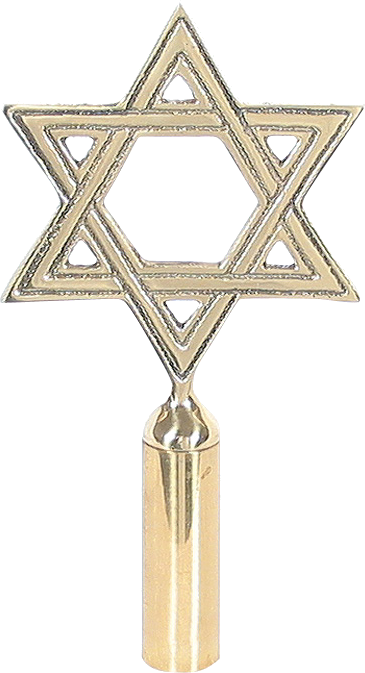 Brass Star of David Flagpole Ornament with Ferrule