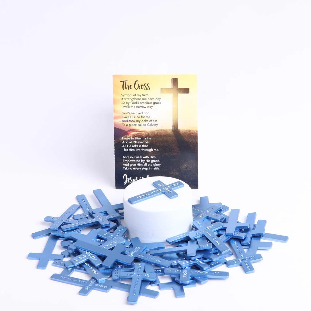 POCKET CROSS GOD ANSWERS PRAYERS BLUE PK50