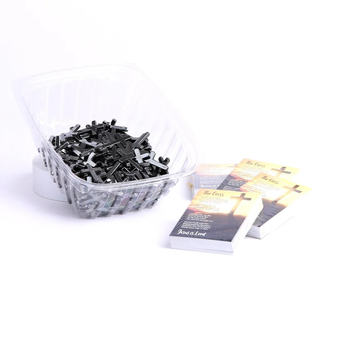 HEMATITE POCKET CROSS W/ CARD DISPLAY PK200