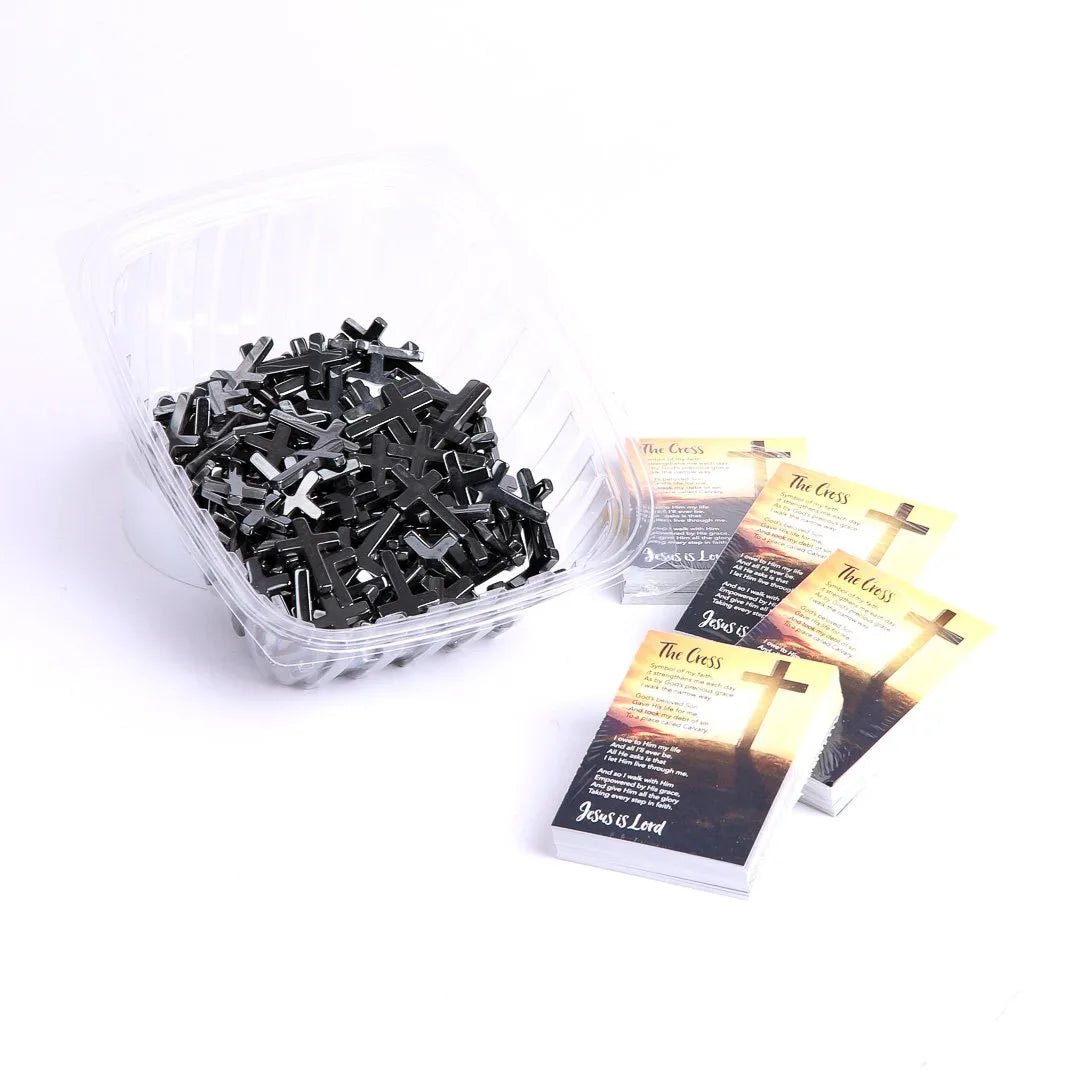 HEMATITE POCKET CROSS W/ CARD DISPLAY PK200