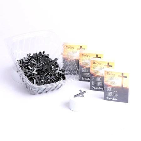 HEMATITE POCKET CROSS W/ CARD DISPLAY PK200