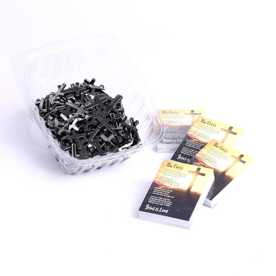 HEMATITE POCKET CROSS W/ CARD DISPLAY PK1000