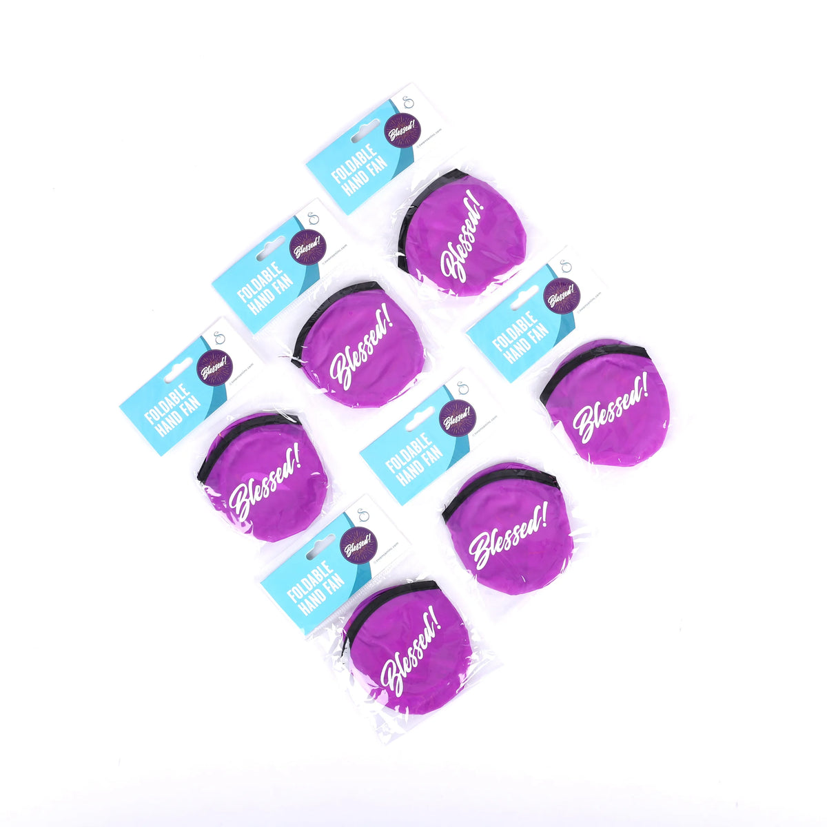FOLDABLE HAND FAN BLESSED PK6