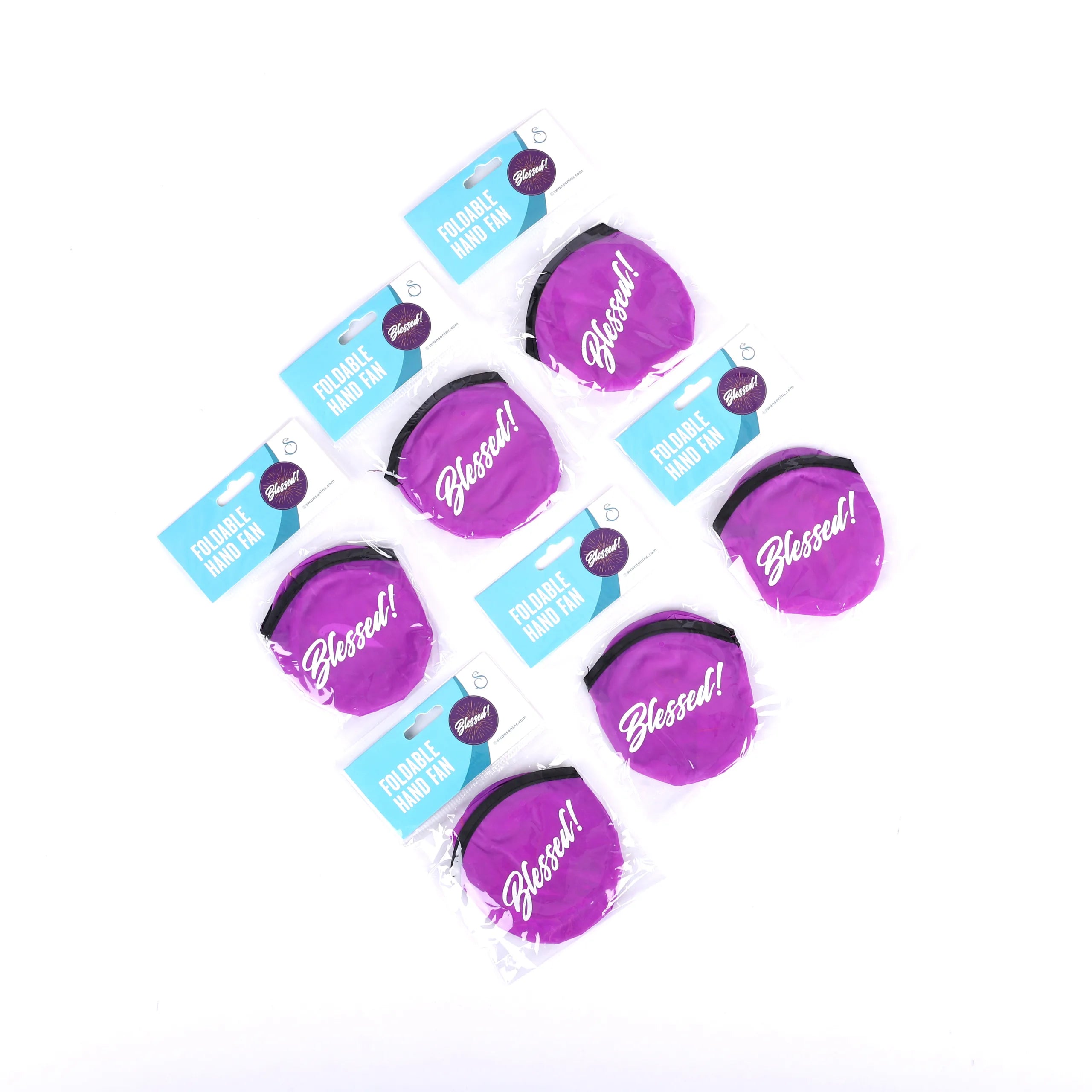 FOLDABLE HAND FAN BLESSED PK6