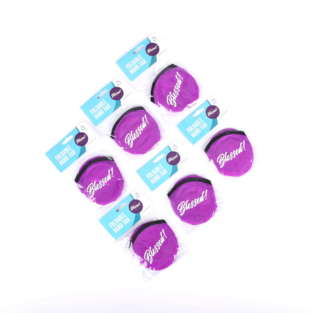 FOLDABLE HAND FAN BLESSED PK6