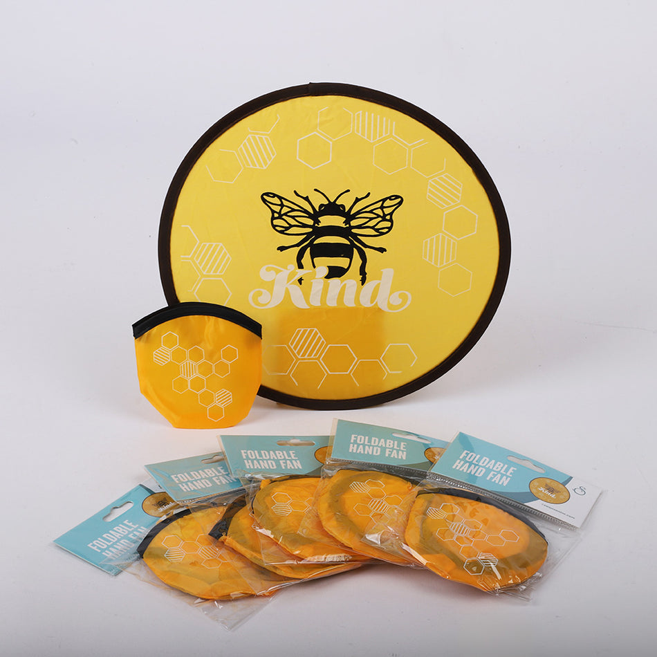 Foldable Hand Fan Bee Kind Pk6