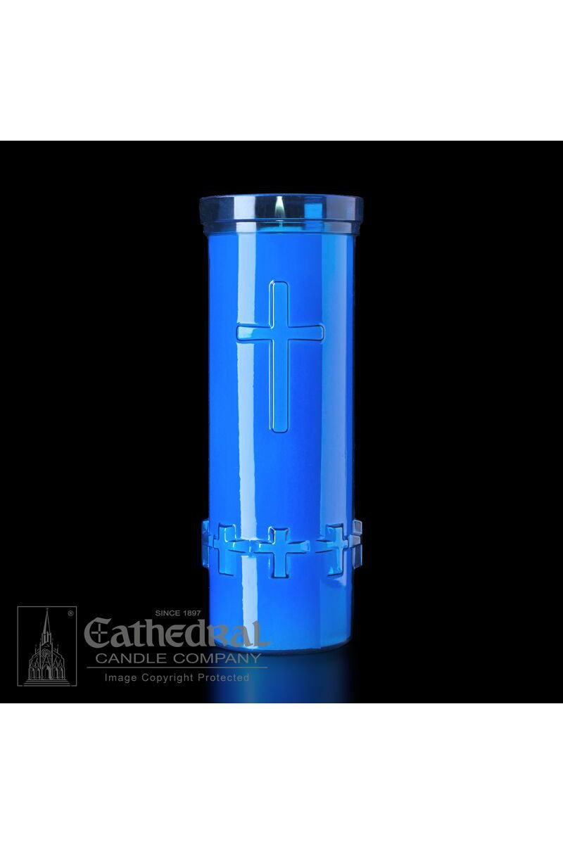 6-Day Blue Raised Cross Candle - UM793-52 by Anchor Christian Distributors