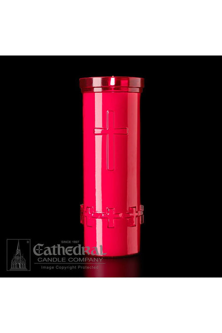 6-Day Ruby Raised Cross Candle - UM793-47 by Anchor Christian Distributors