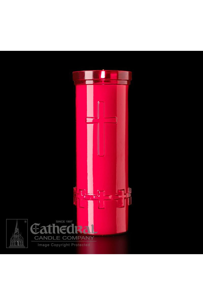 6-Day Ruby Raised Cross Candle - UM793-47 by Anchor Christian Distributors