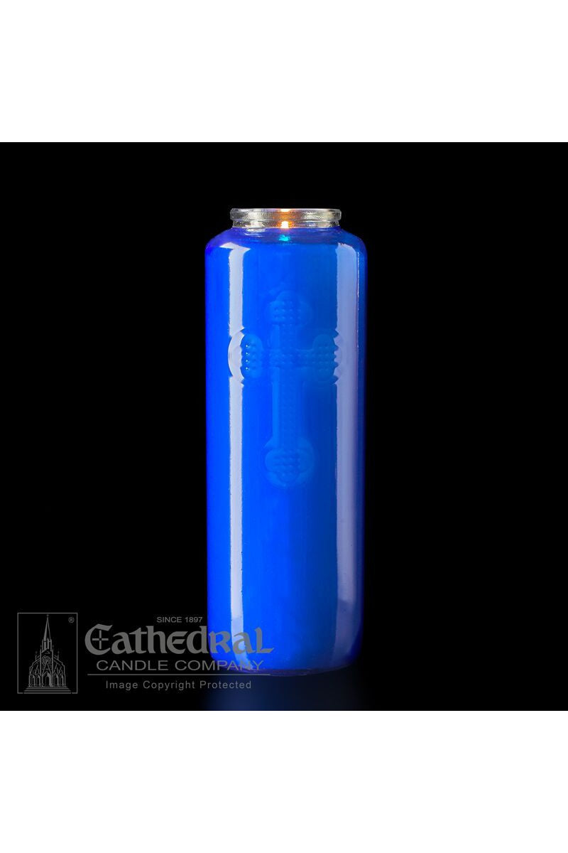 6-Day Sapphire Blue Glass Offering Candles - AF216-64 by Anchor Christian Distributors