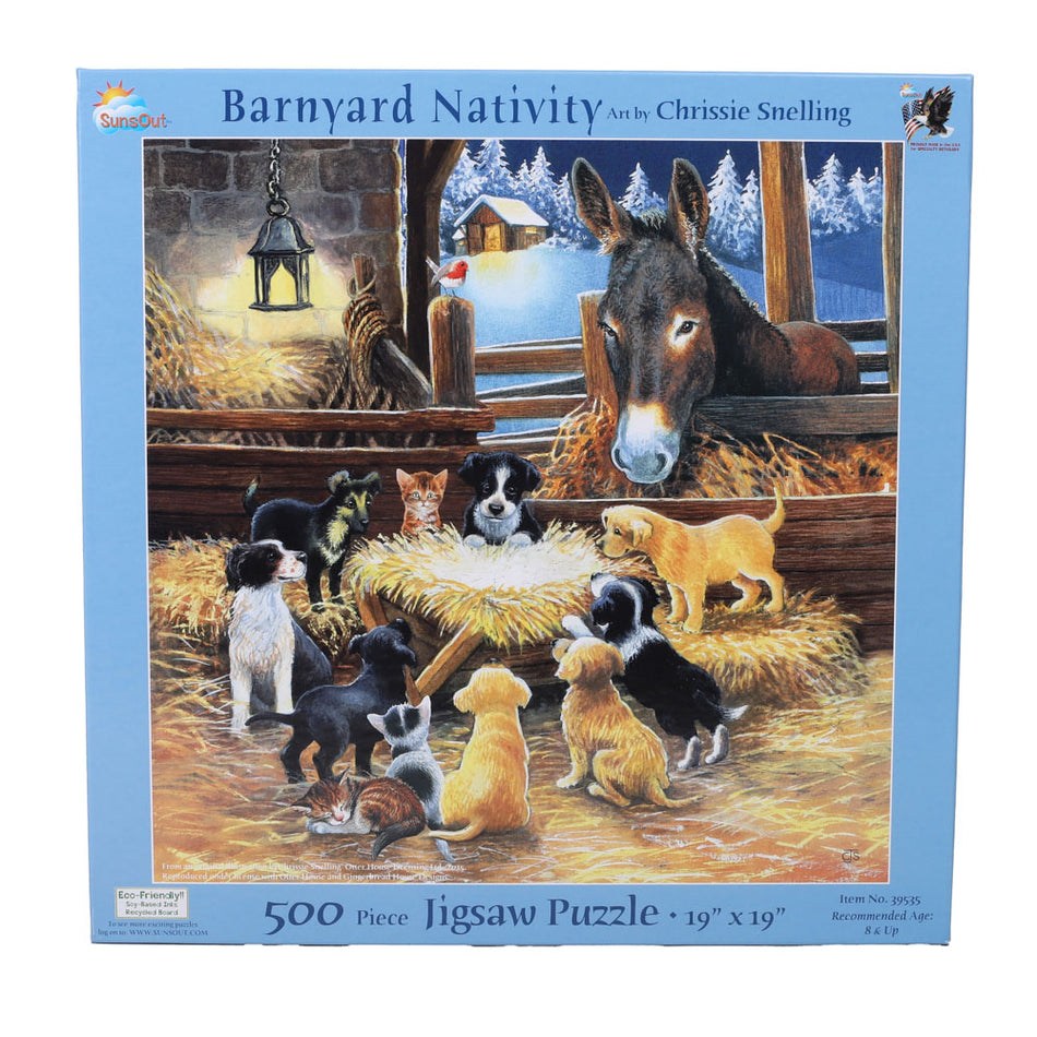 Puzzle Barnyard Nativity 500PC