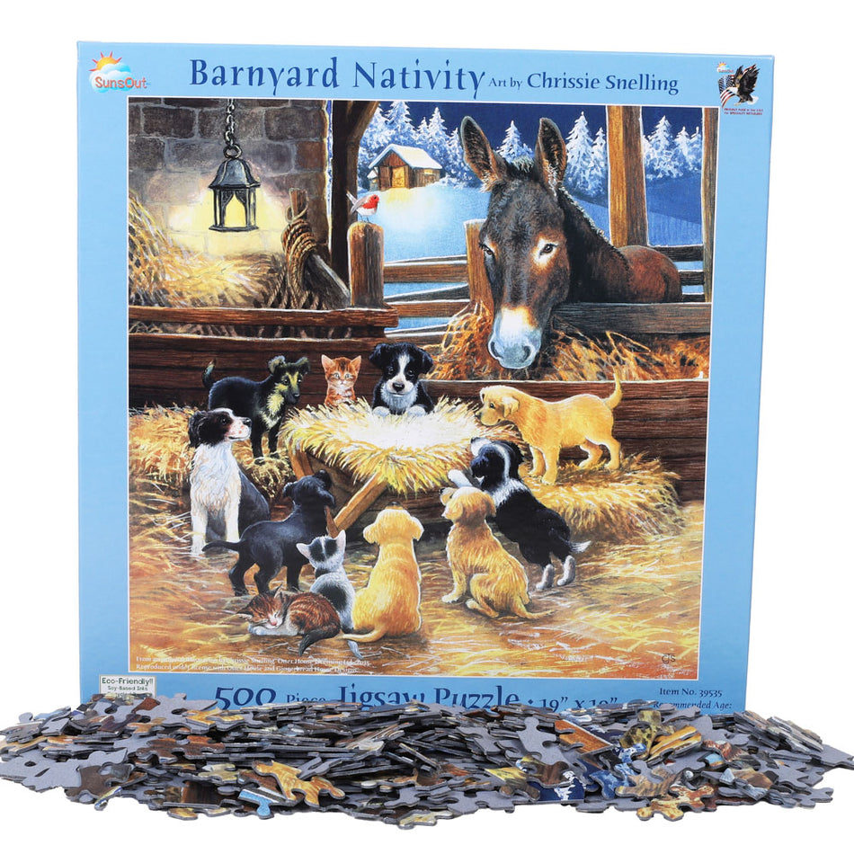 Puzzle Barnyard Nativity 500PC