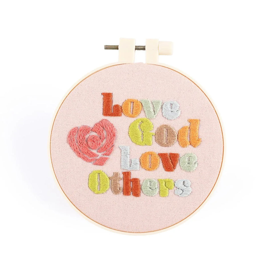 EMBROIDERY KIT - LOVE GOD LOVE OTHERS 10CM