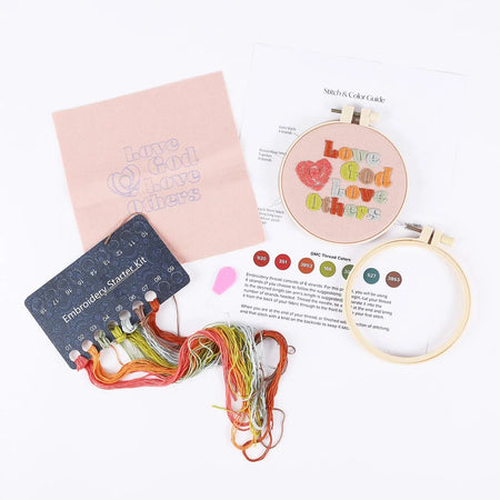 EMBROIDERY KIT - LOVE GOD LOVE OTHERS 10CM