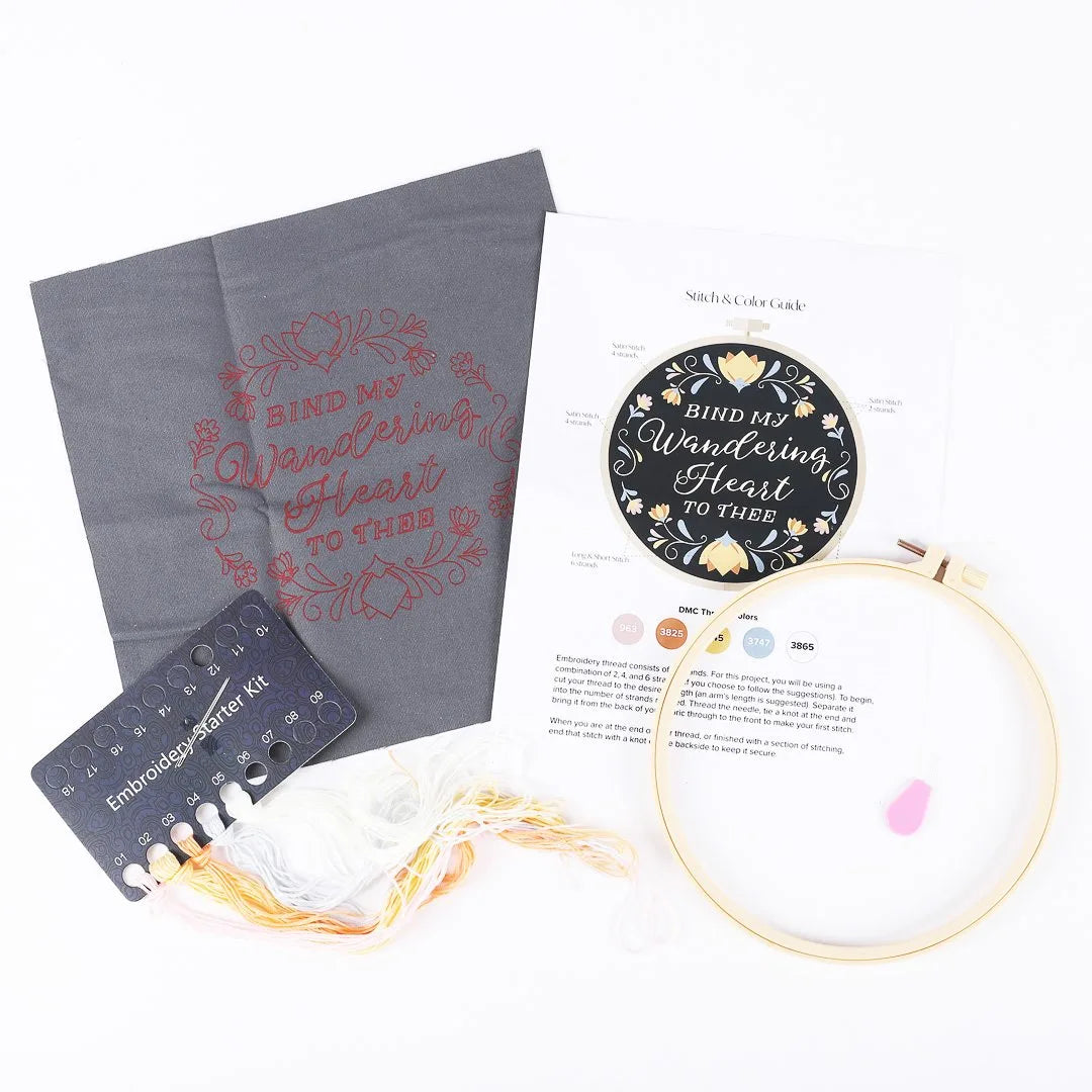 EMBROIDERY KIT - BIND MY WANDERING HEART 20.5CM