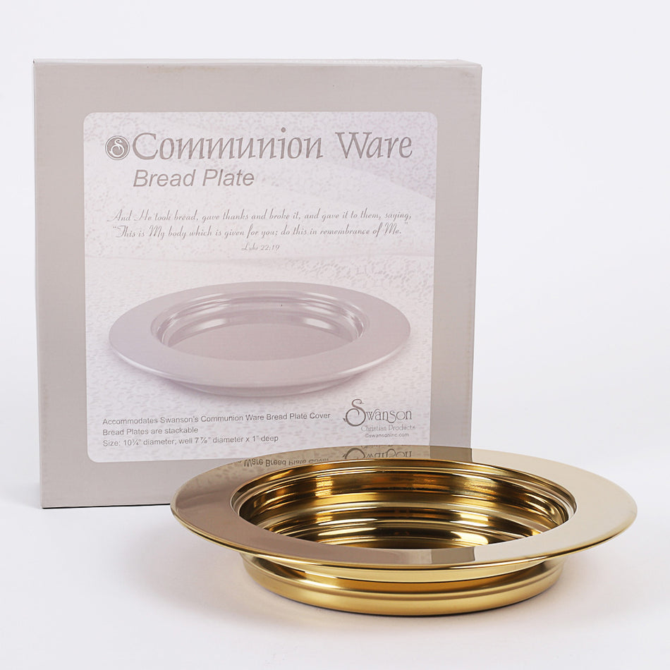 COMMUNION BREAD PLATE SS GOLD