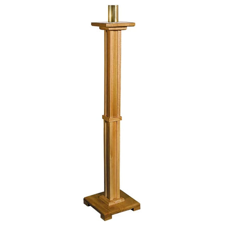 Pecan 43" Tall Paschal Candleholder, one of the items in the Paschal Candleholder, Pecan Stain with Good Shepherd Paschal Candle and Follower. A photograph of the assembled set is pending.