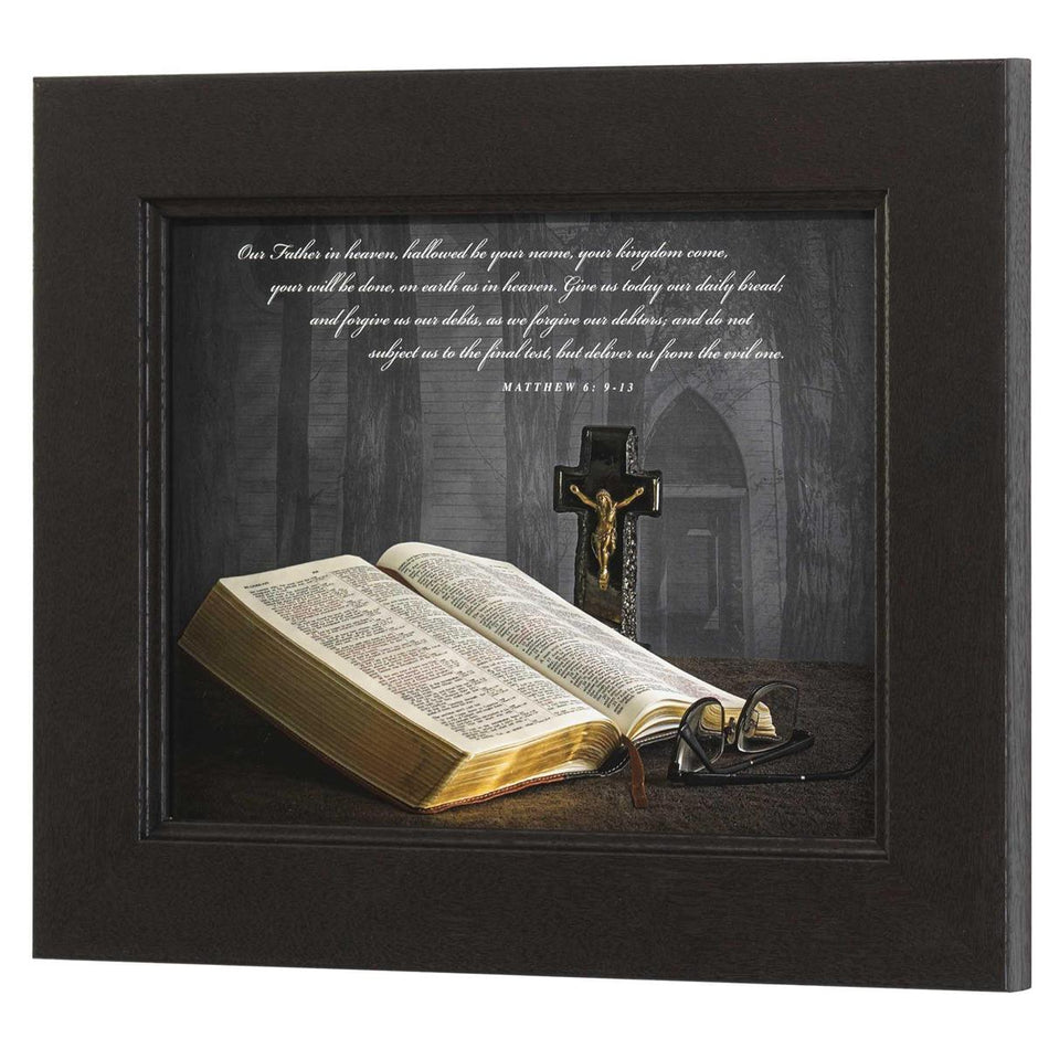 The Lord's Prayer Bible Black 13 x 11 Wood and Glass Framed Wall Art Plaque by Dicksons