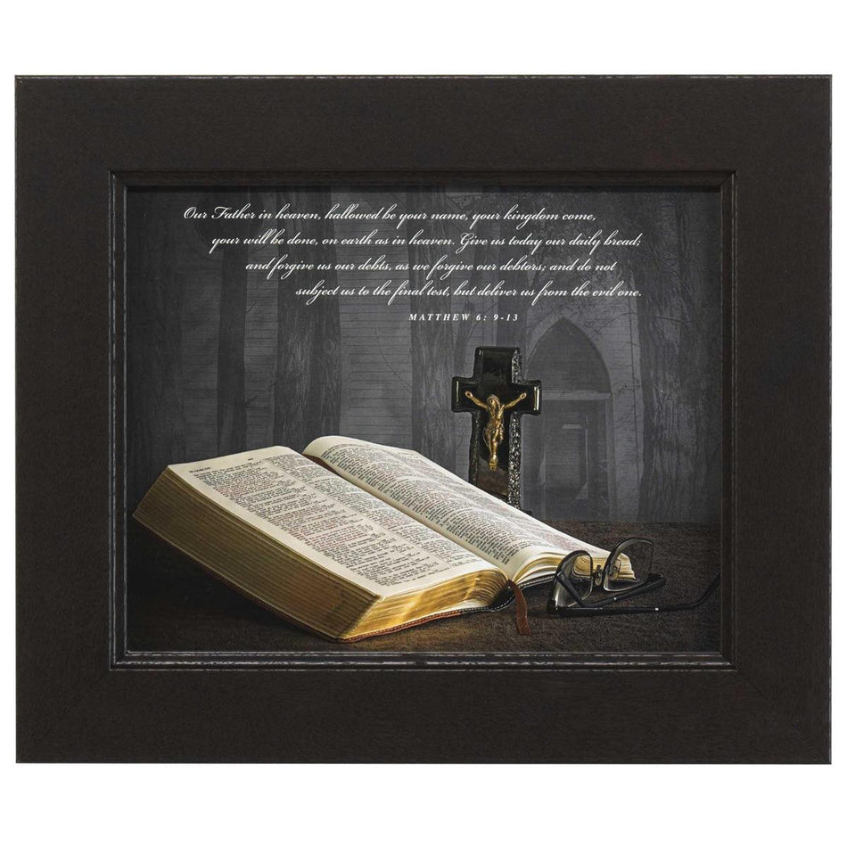 The Lord's Prayer Bible Black 13 x 11 Wood and Glass Framed Wall Art Plaque by Dicksons, product view 2