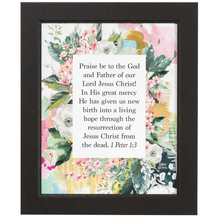 Praise Be to God Our Father Pink Floral 15 x 18 Wood and Glass Framed Wall Art by Dicksons, product view 2