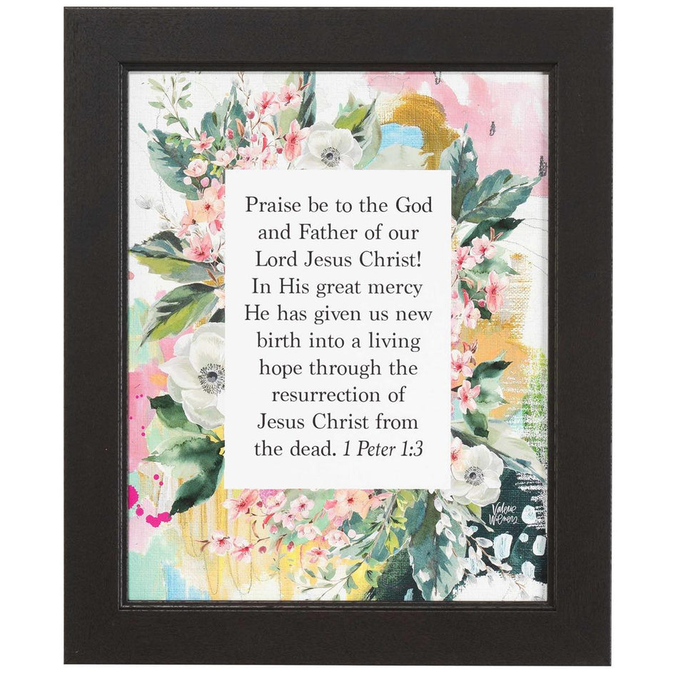 Praise Be to God Our Father Pink Floral 15 x 18 Wood and Glass Framed Wall Art by Dicksons, product view 2
