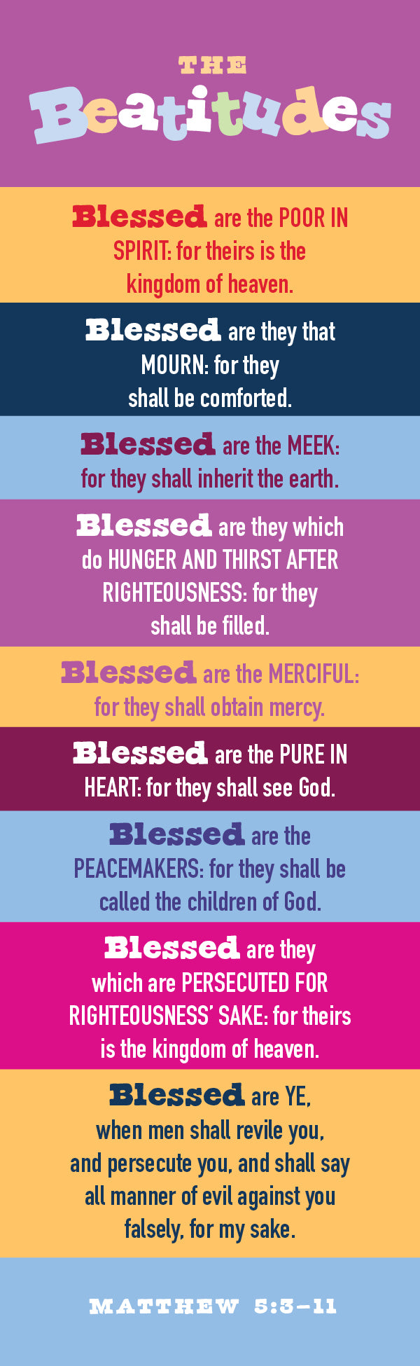 Teaching Bookmark: Beatitudes – Kids Version (Package of 25) (Pack of 25) by Broadman and Holman, Default Title