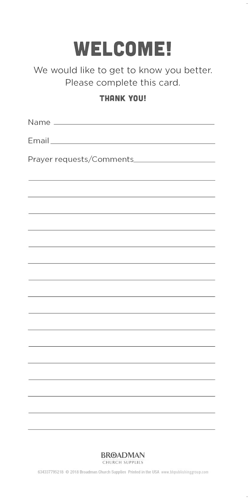 Guest Card - Welcome We Are Glad You Are Here (Package of 50)