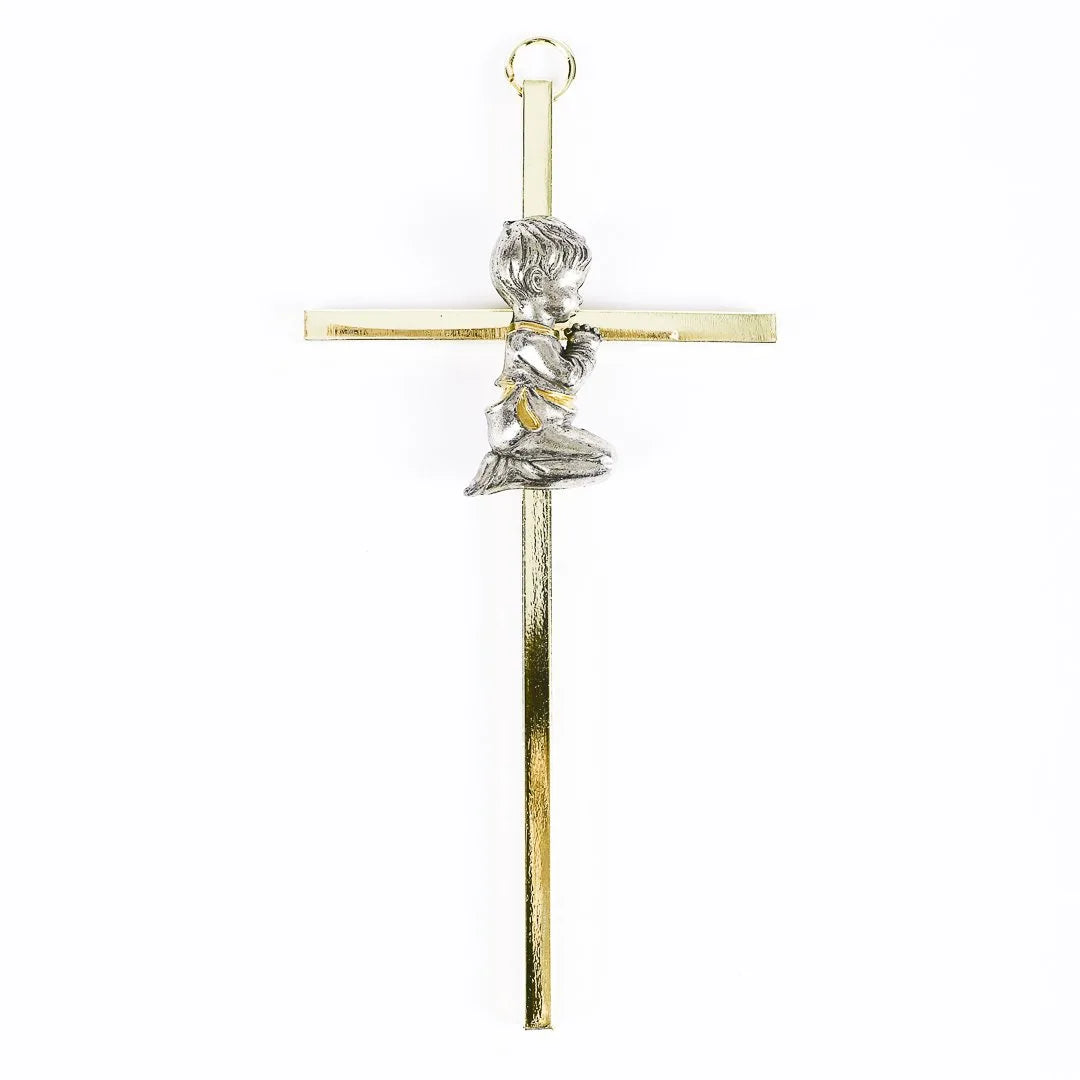 WALL CROSS BAPTISM BOY GOLD 6"