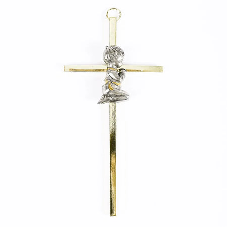 WALL CROSS BAPTISM BOY GOLD 6"