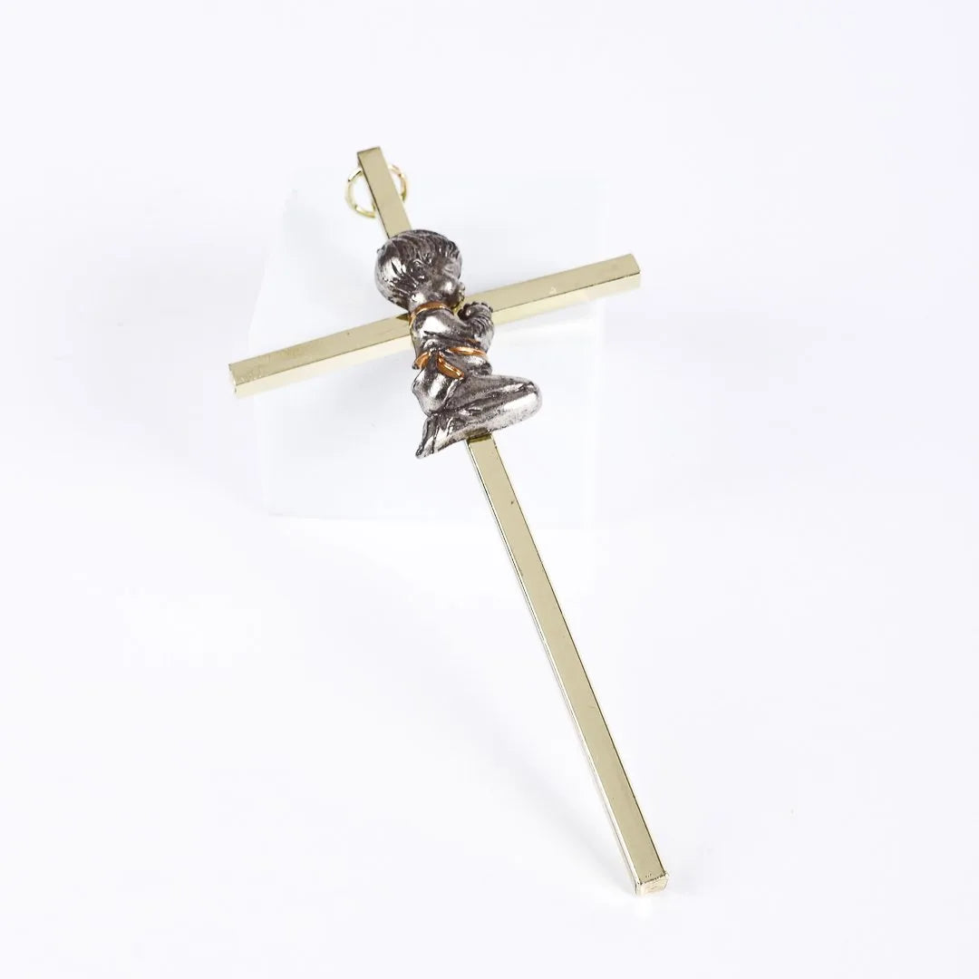 WALL CROSS BAPTISM BOY GOLD 6"