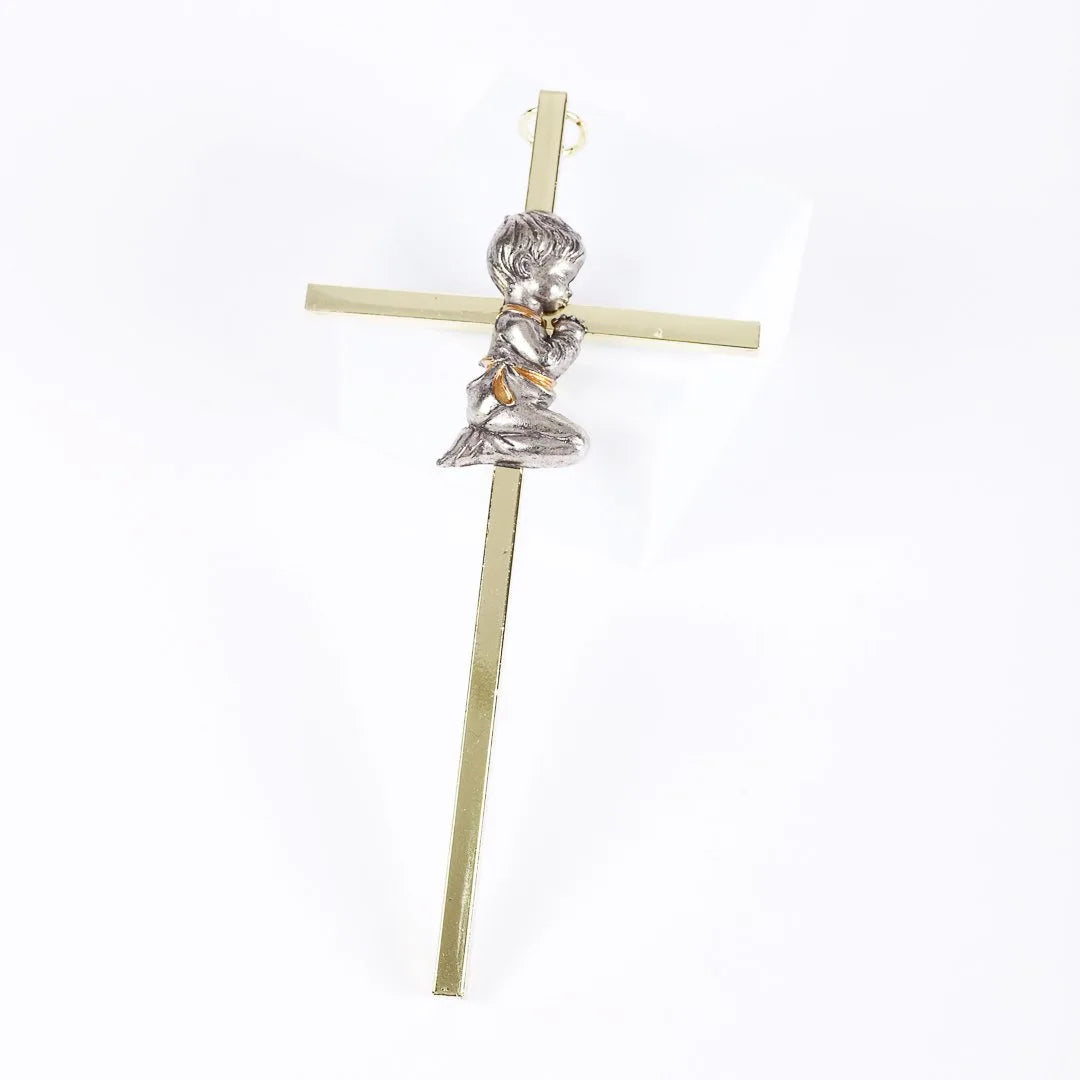 WALL CROSS BAPTISM BOY GOLD 6"