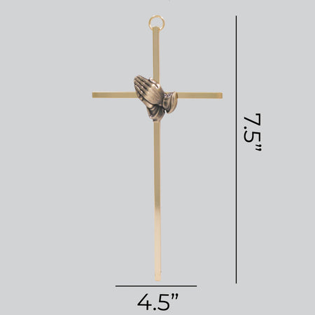 WALL CROSS PRAYING HANDS GOLD 8"