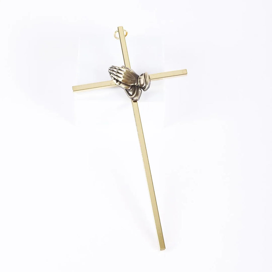 WALL CROSS PRAYING HANDS GOLD 8"