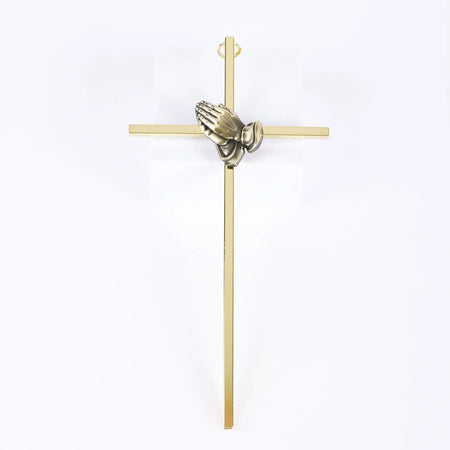 WALL CROSS PRAYING HANDS GOLD 8"