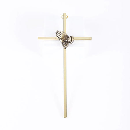 WALL CROSS PRAYING HANDS GOLD 8"