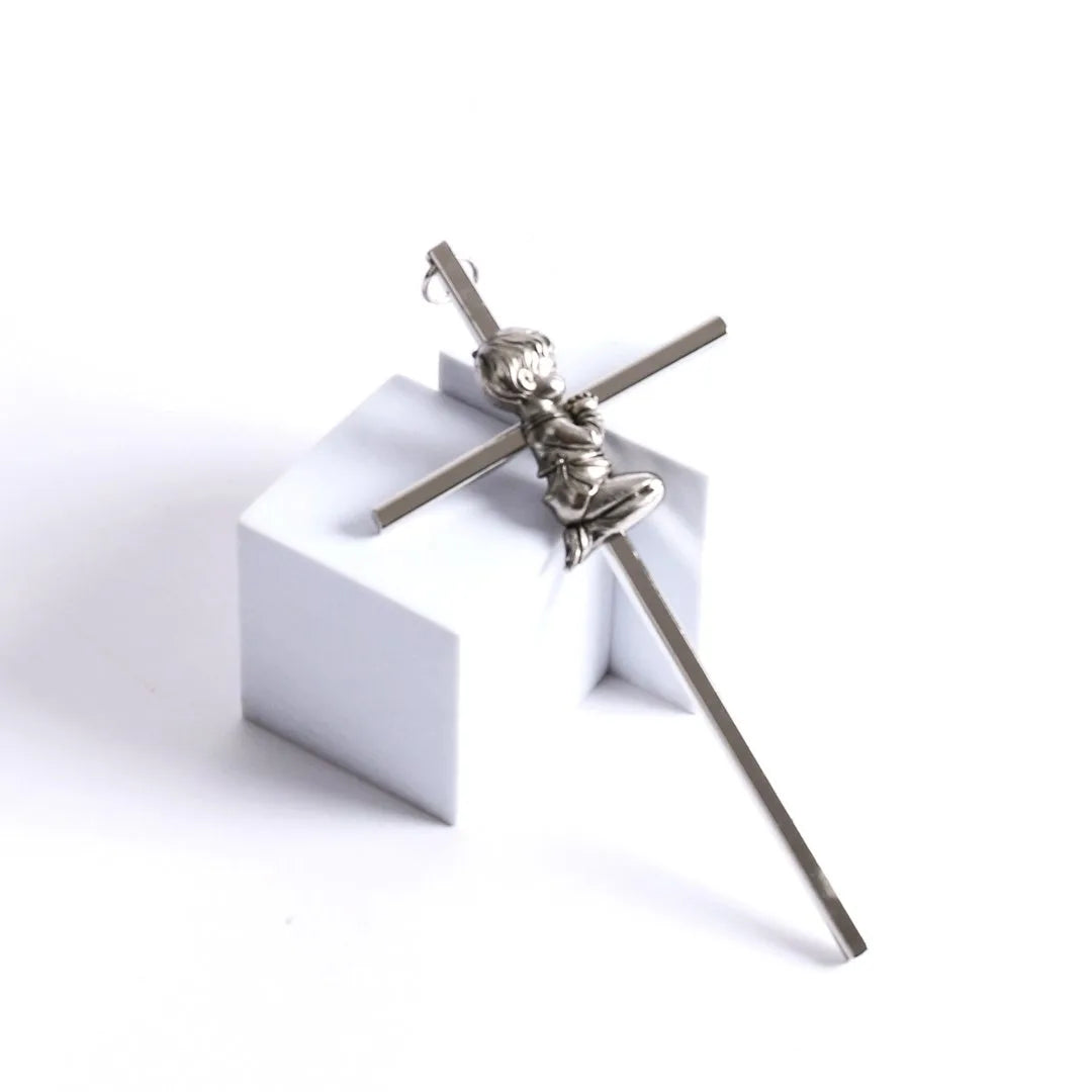 WALL CROSS BAPTISM BOY SILVER 6"