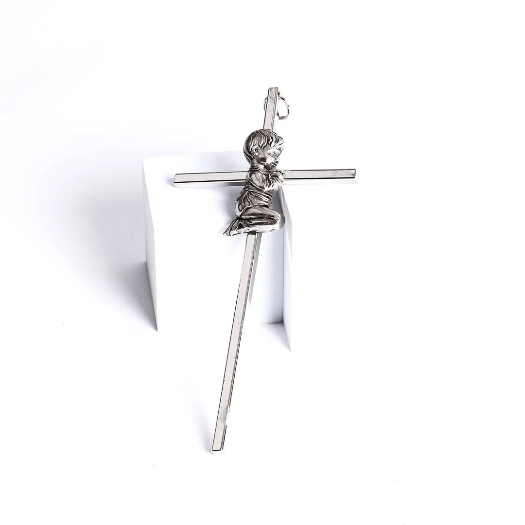 WALL CROSS BAPTISM BOY SILVER 6"